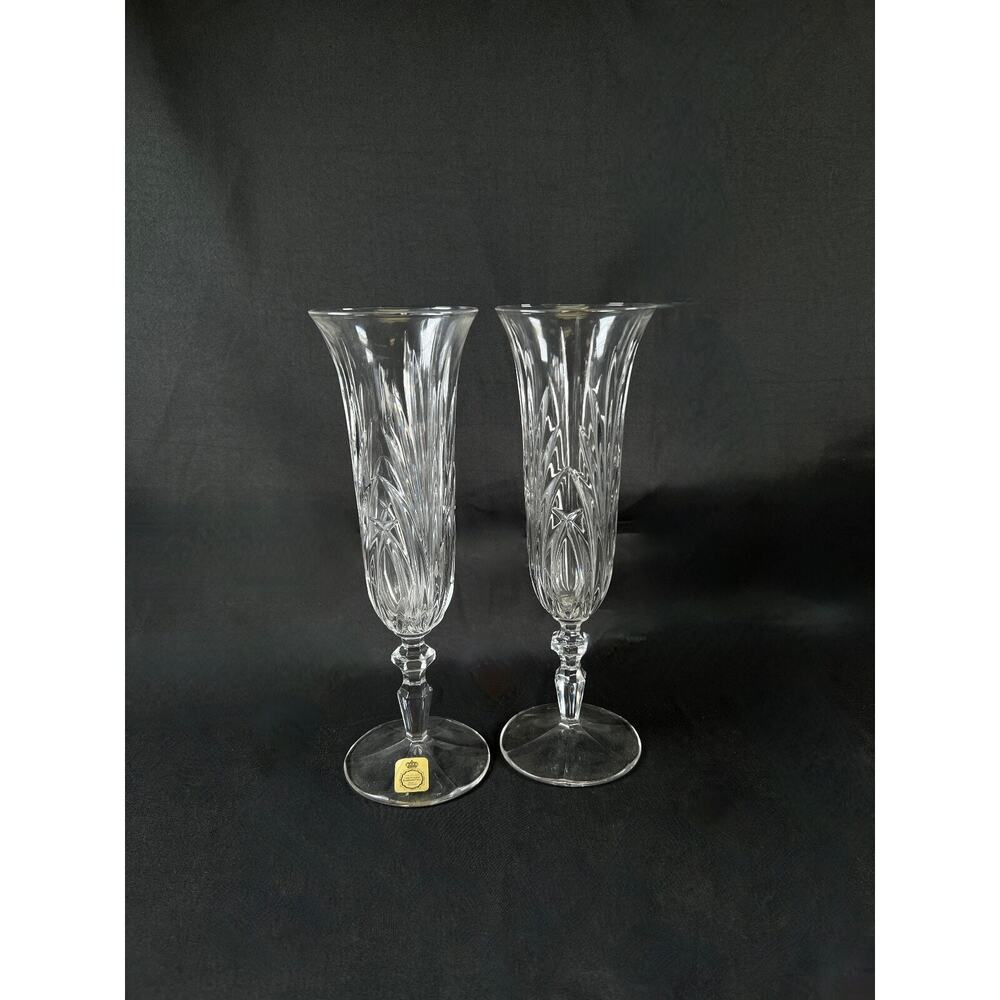 2X Vintage Bleikristall 24% Lead Crystal GERMAN glass clear cup wineglass